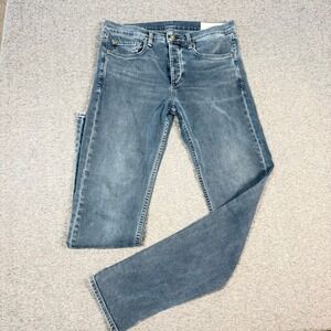 Rag & Bone Fit 2 Slim Mens Jeans Size 32 Faded Blue Button Fly Denim